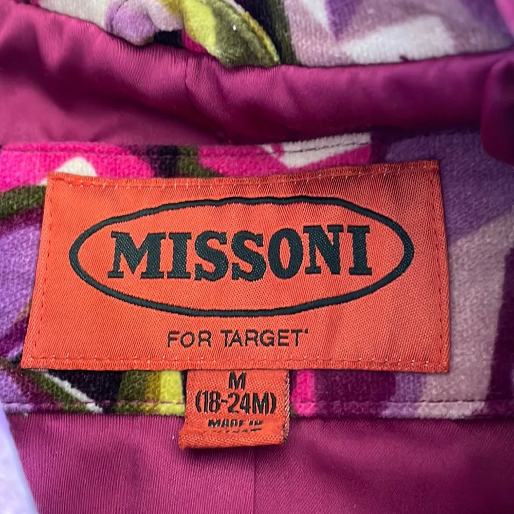 Missoni purple, pink green & black brushed cotton pea coat.  Size 18-24 months